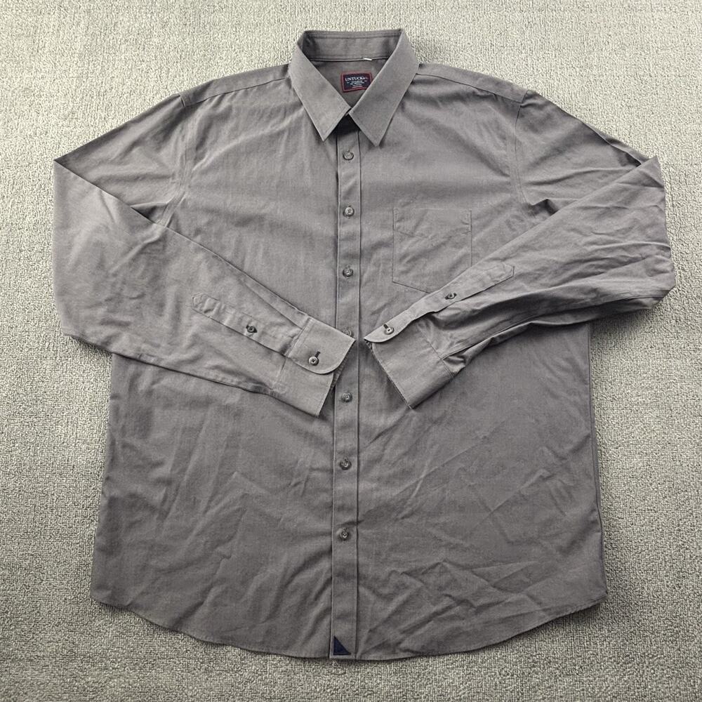 UNTUCKit Shirt Adult 2XL XXL Gray Button Up Long Sleeve Casual Preppy Men's